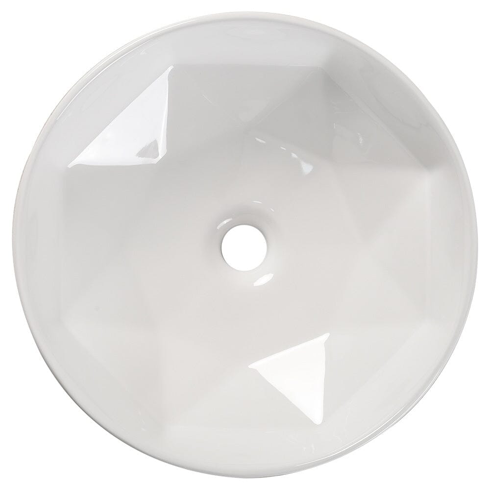 40.5cm Dia. Modern Style Round White Bathroom Sink - House Comfort