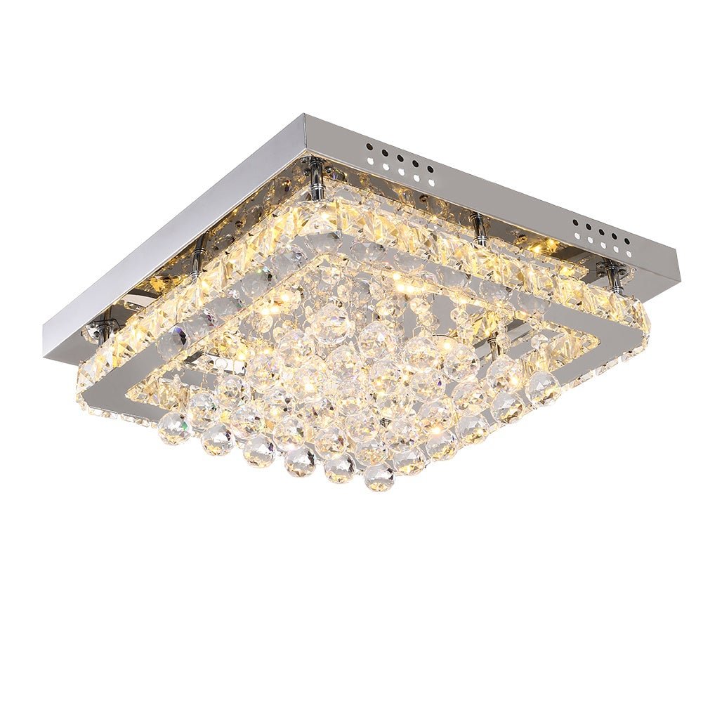 40cm W Chrome Finished Square LED Ceiling Light - House Comfort