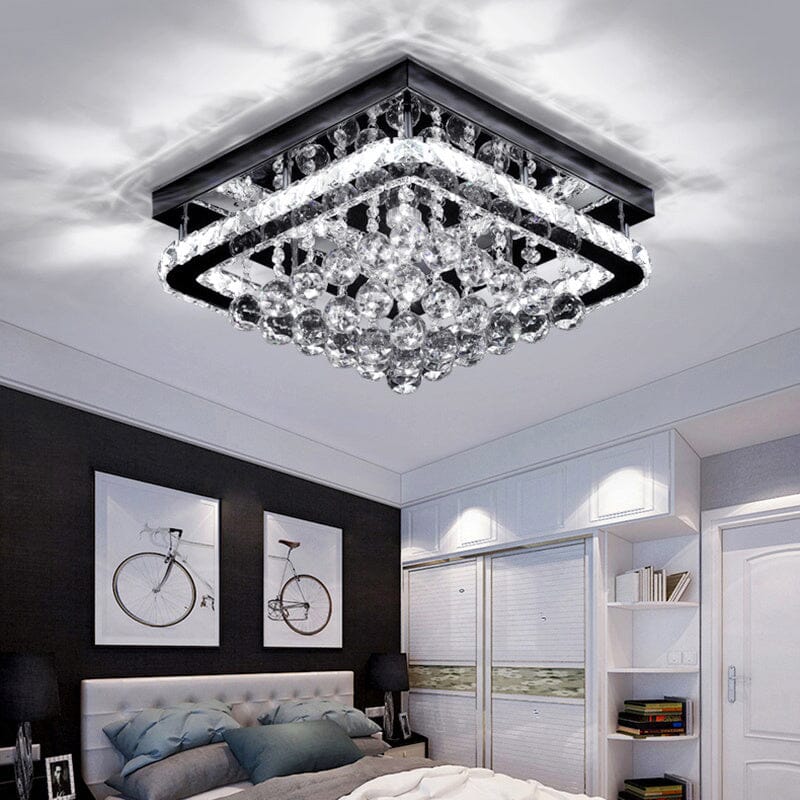 40cm W Chrome Finished Square LED Ceiling Light - House Comfort