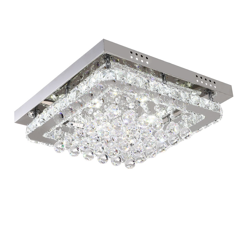 40cm W Chrome Finished Square LED Ceiling Light - House Comfort