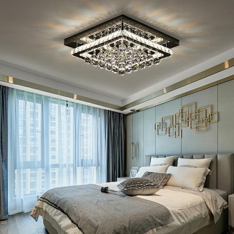 40cm W Chrome Finished Square LED Ceiling Light - House Comfort