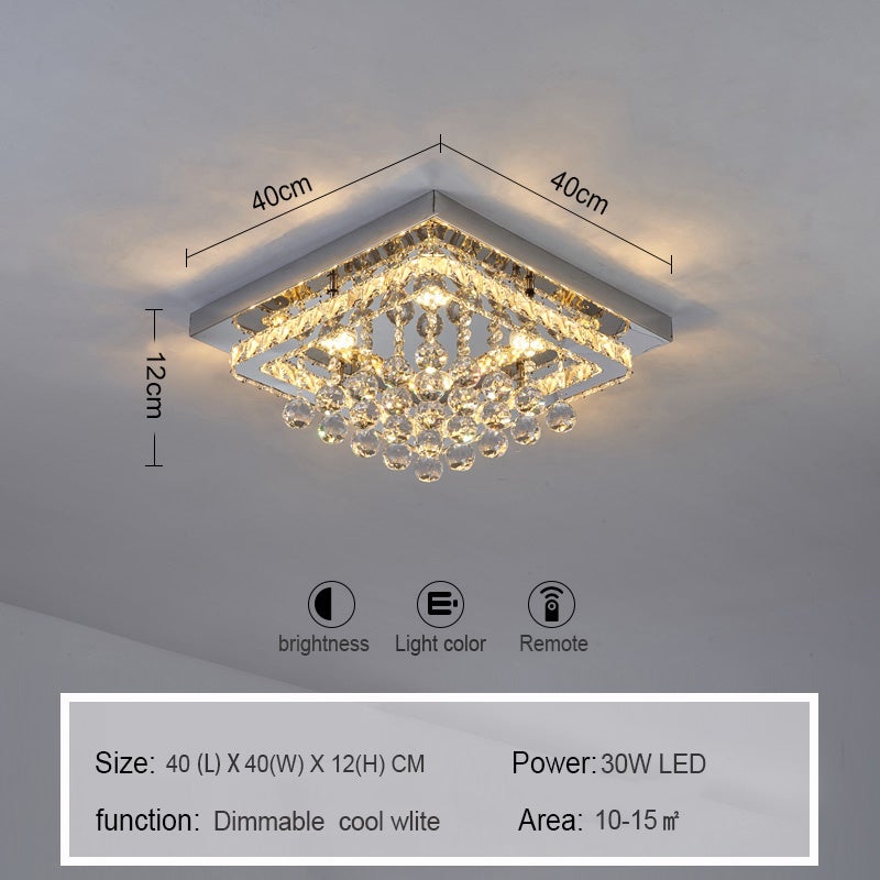 40cm W Chrome Finished Square LED Ceiling Light - House Comfort