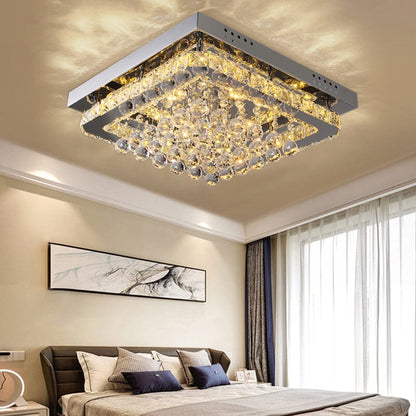 40cm W Chrome Finished Square LED Ceiling Light - House Comfort