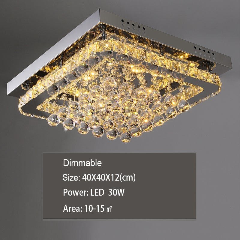 40cm W Chrome Finished Square LED Ceiling Light - House Comfort