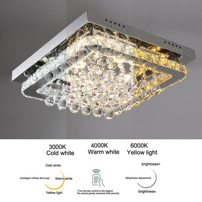 40cm W Chrome Finished Square LED Ceiling Light - House Comfort