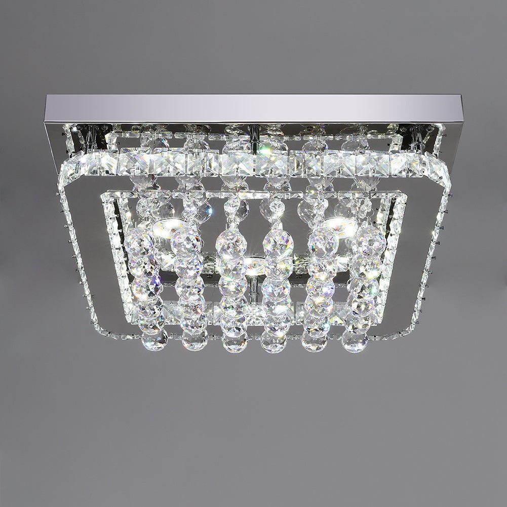 40cm W Chrome Finished Square LED Ceiling Light - House Comfort