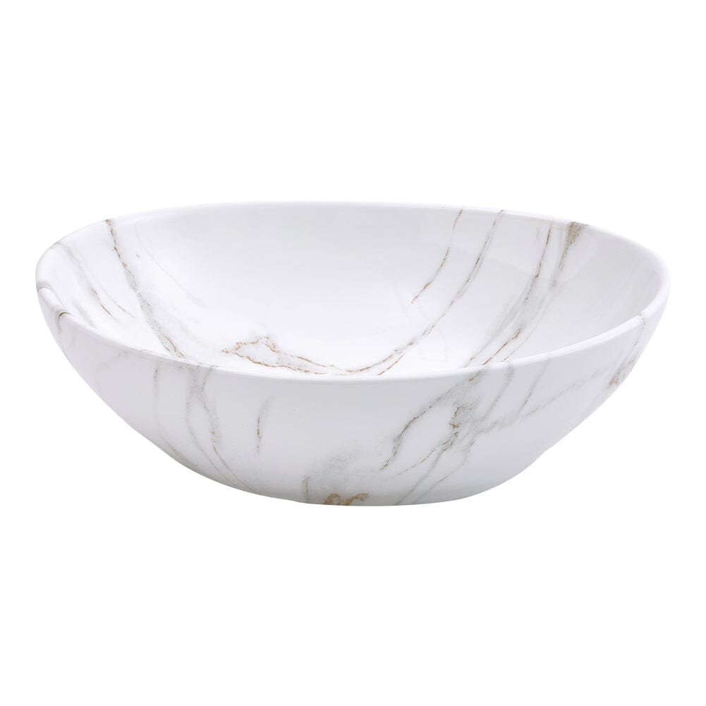 41.5cm W x 13.5cm D White Oval Marble Vessel Bathroom Sink - House Comfort