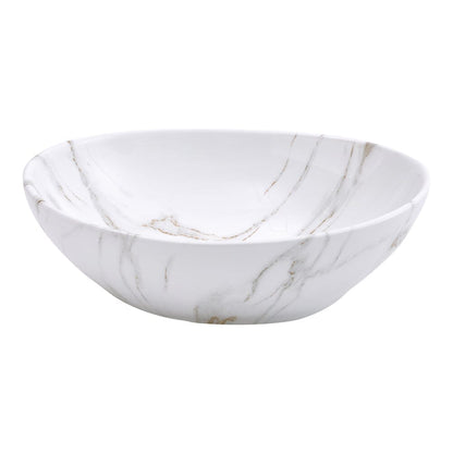 41.5cm W x 13.5cm D White Oval Marble Vessel Bathroom Sink - House Comfort