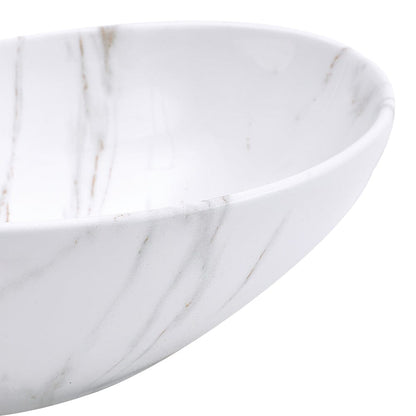 41.5cm W x 13.5cm D White Oval Marble Vessel Bathroom Sink - House Comfort