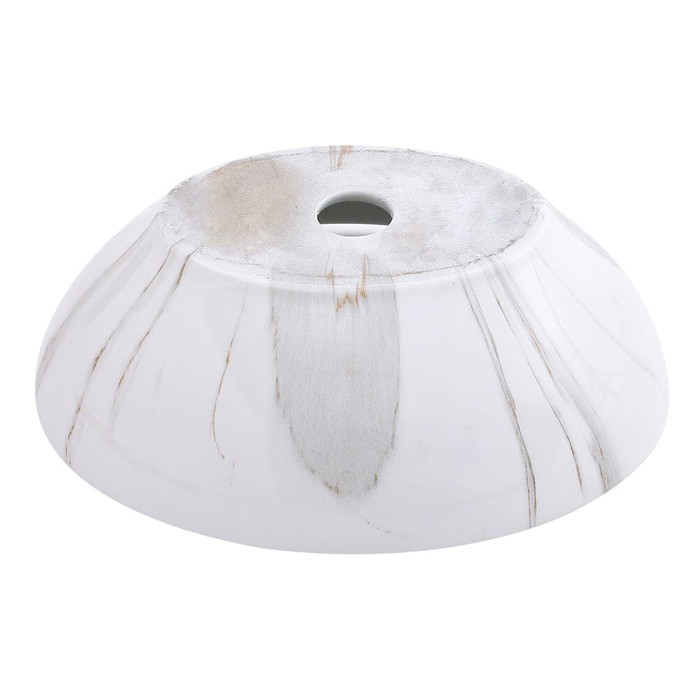 41.5cm W x 13.5cm D White Oval Marble Vessel Bathroom Sink - House Comfort