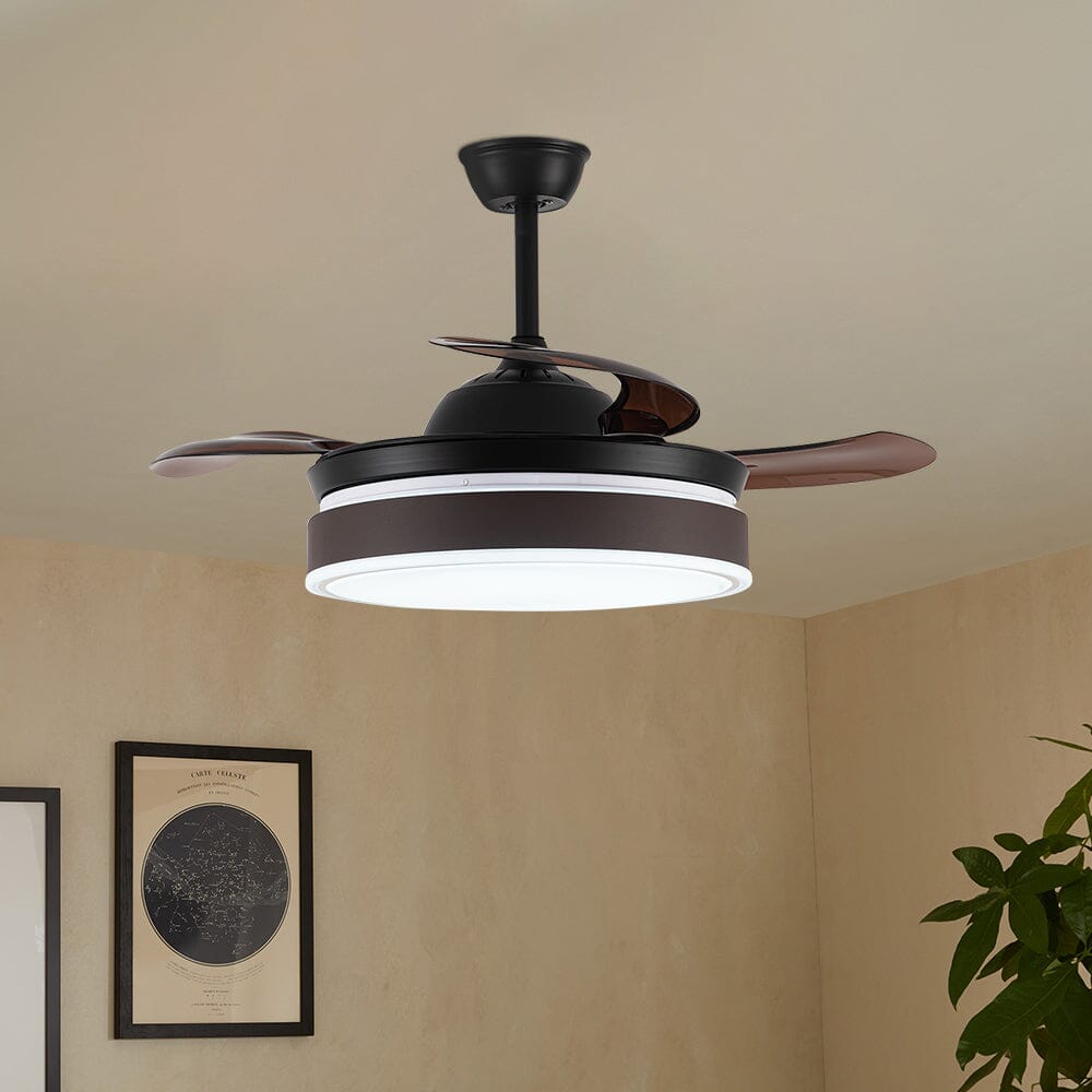 42'' Coffee Acrylic Ceiling Fan with Light Dimmable with Remote - House Comfort
