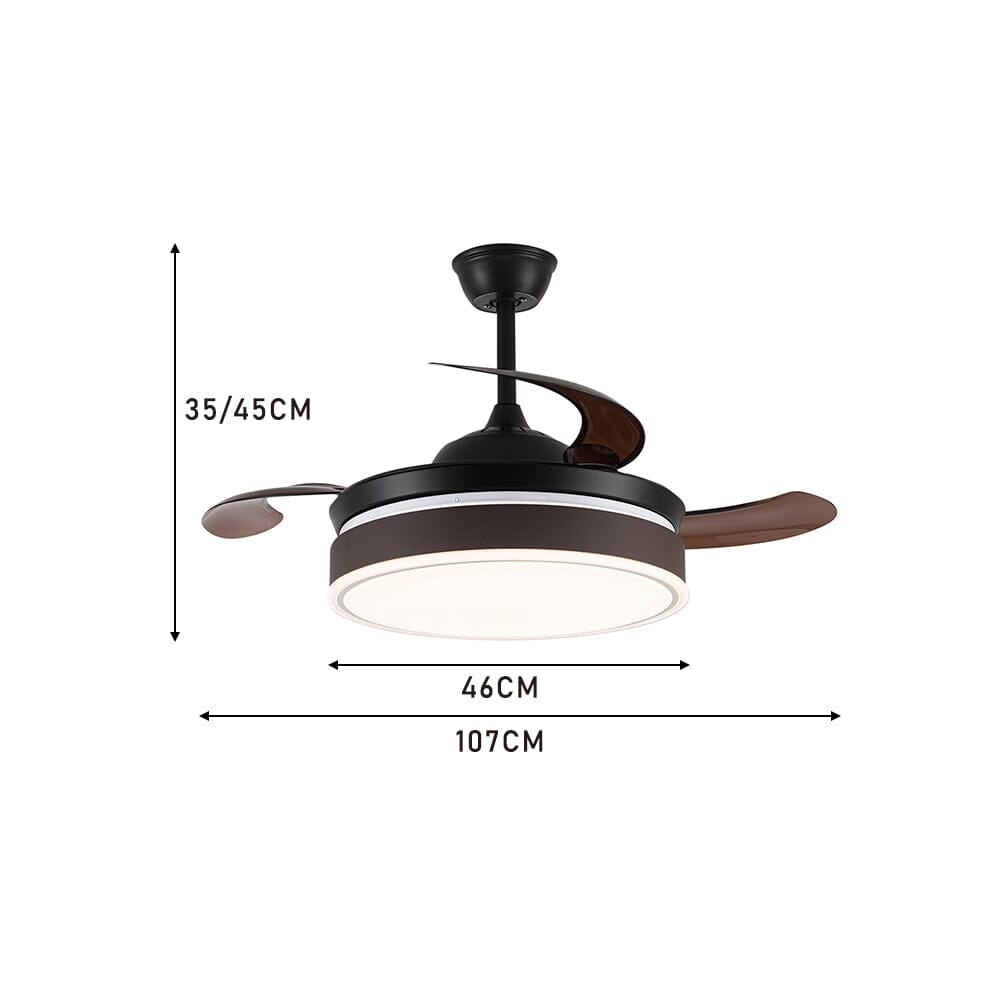 42'' Coffee Acrylic Ceiling Fan with Light Dimmable with Remote - House Comfort