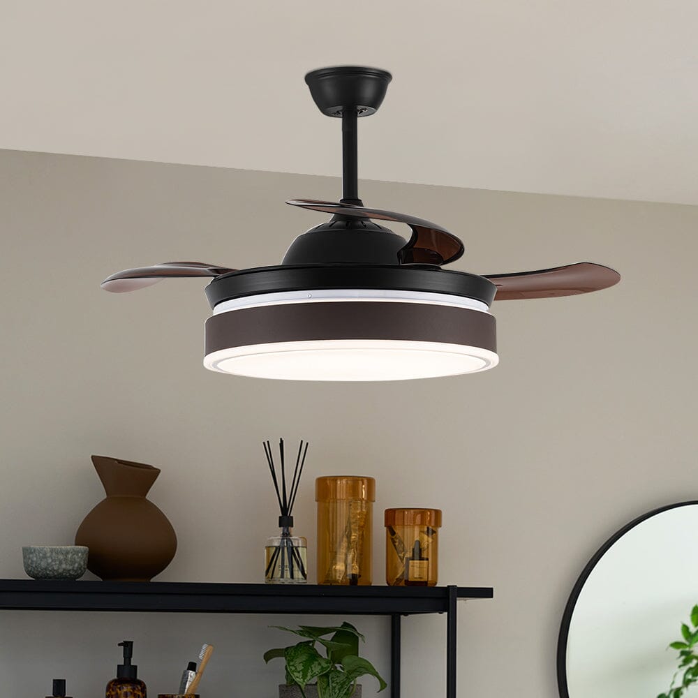42'' Coffee Acrylic Ceiling Fan with Light Dimmable with Remote - House Comfort