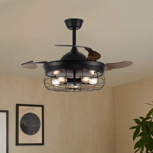 42 Inch Caged Style Ceiling Fan with Light 3 ABS Fan Blades - House Comfort