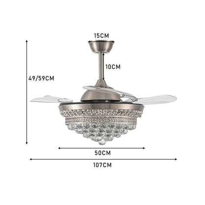 42 Inch Ceiling Fan with LED Light Crystal Chandelier Dimmable - House Comfort