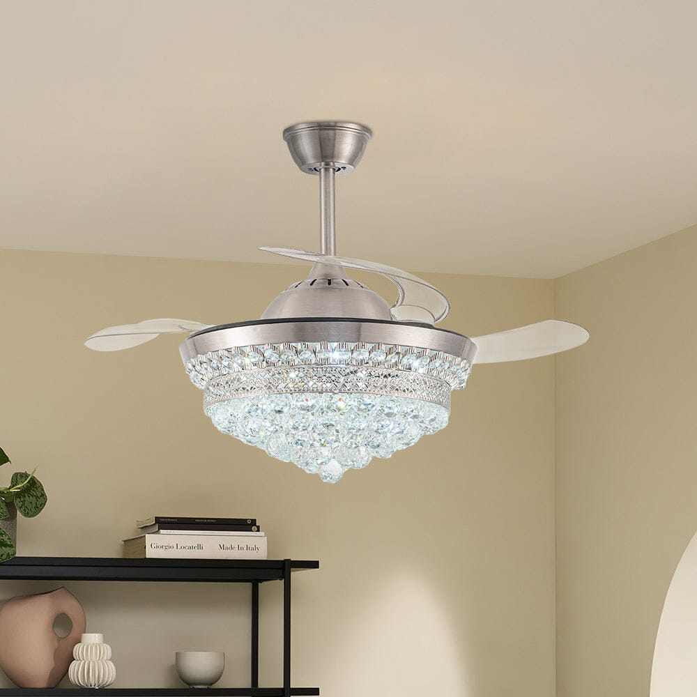42 Inch Ceiling Fan with LED Light Crystal Chandelier Dimmable - House Comfort