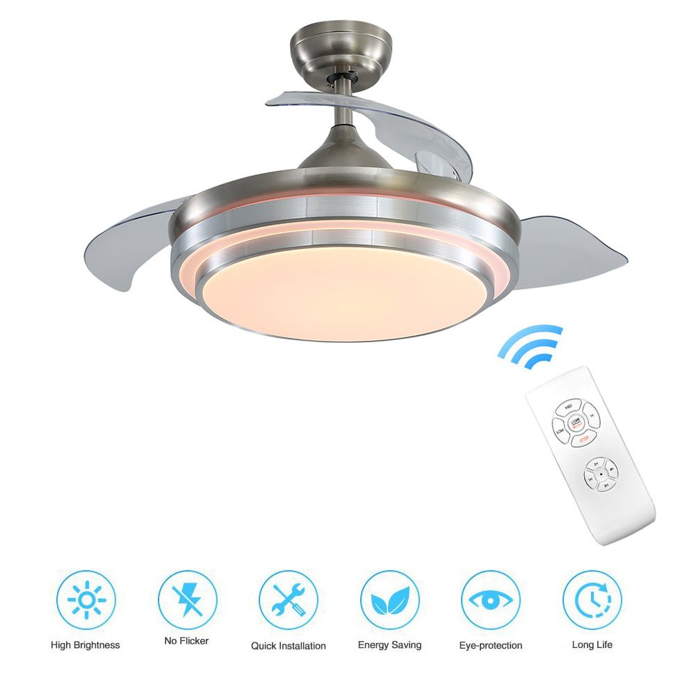 42 Inch Retractable Ceiling Fan Light Lamp with Remote Control - House Comfort