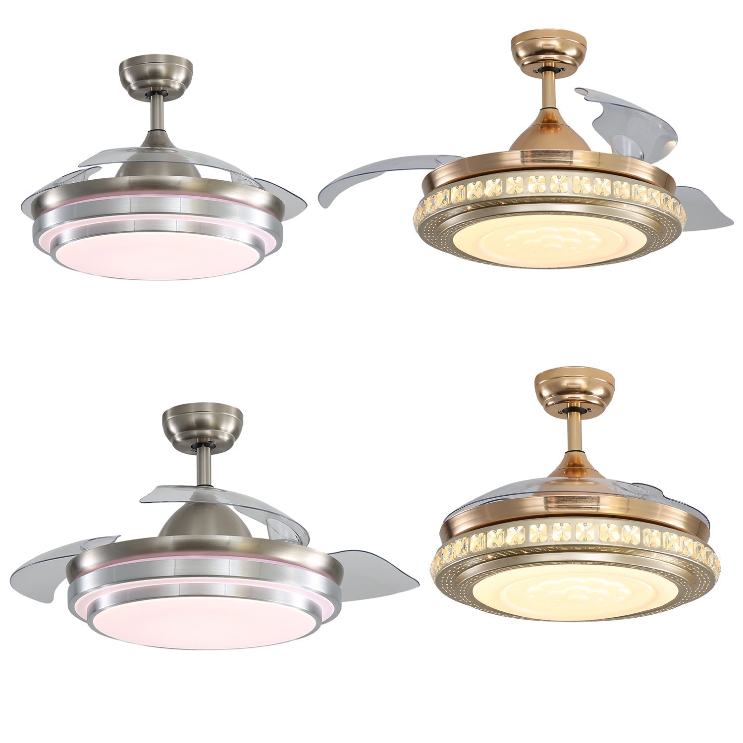 42 Inch Retractable Ceiling Fan Light Lamp with Remote Control - House Comfort