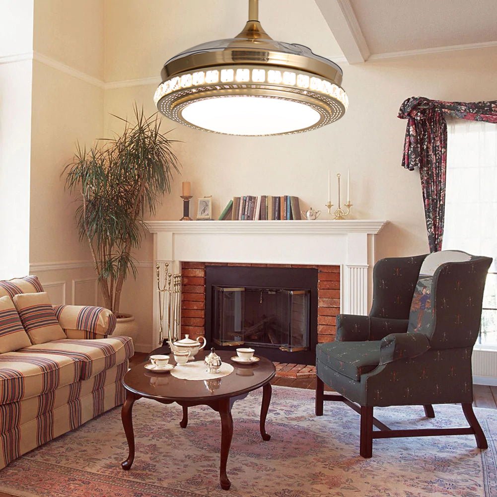 42 Inch Retractable Ceiling Fan Light Lamp with Remote Control - House Comfort