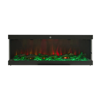 42/48/56/72inch 3 - Sided Black/White Electric Fireplace with Remote Control, WiFi Function, Adjustable LED Flames and Heating Modes - House Comfort
