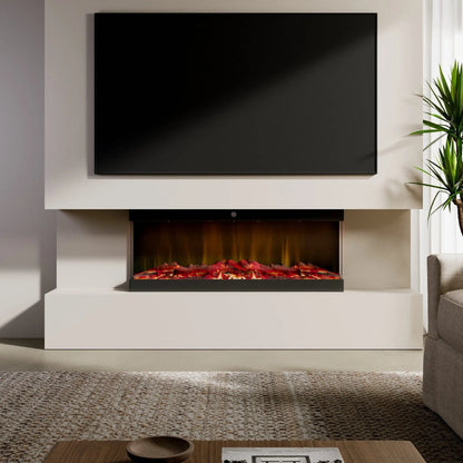 42/48/56/72inch 3 - Sided Black/White Electric Fireplace with Remote Control, WiFi Function, Adjustable LED Flames and Heating Modes - House Comfort