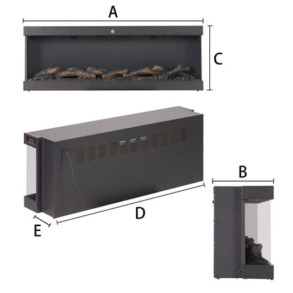 42/48/56/72inch 3 - Sided Black/White Electric Fireplace with Remote Control, WiFi Function, Adjustable LED Flames and Heating Modes - House Comfort