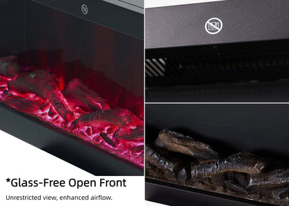 42/48/56/72inch 3 - Sided Black/White Electric Fireplace with Remote Control, WiFi Function, Adjustable LED Flames and Heating Modes - House Comfort