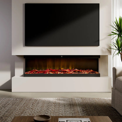 42/48/56/72inch 3 - Sided Black/White Electric Fireplace with Remote Control, WiFi Function, Adjustable LED Flames and Heating Modes - House Comfort
