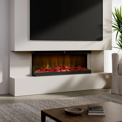 42/48/56/72inch 3 - Sided Black/White Electric Fireplace with Remote Control, WiFi Function, Adjustable LED Flames and Heating Modes - House Comfort