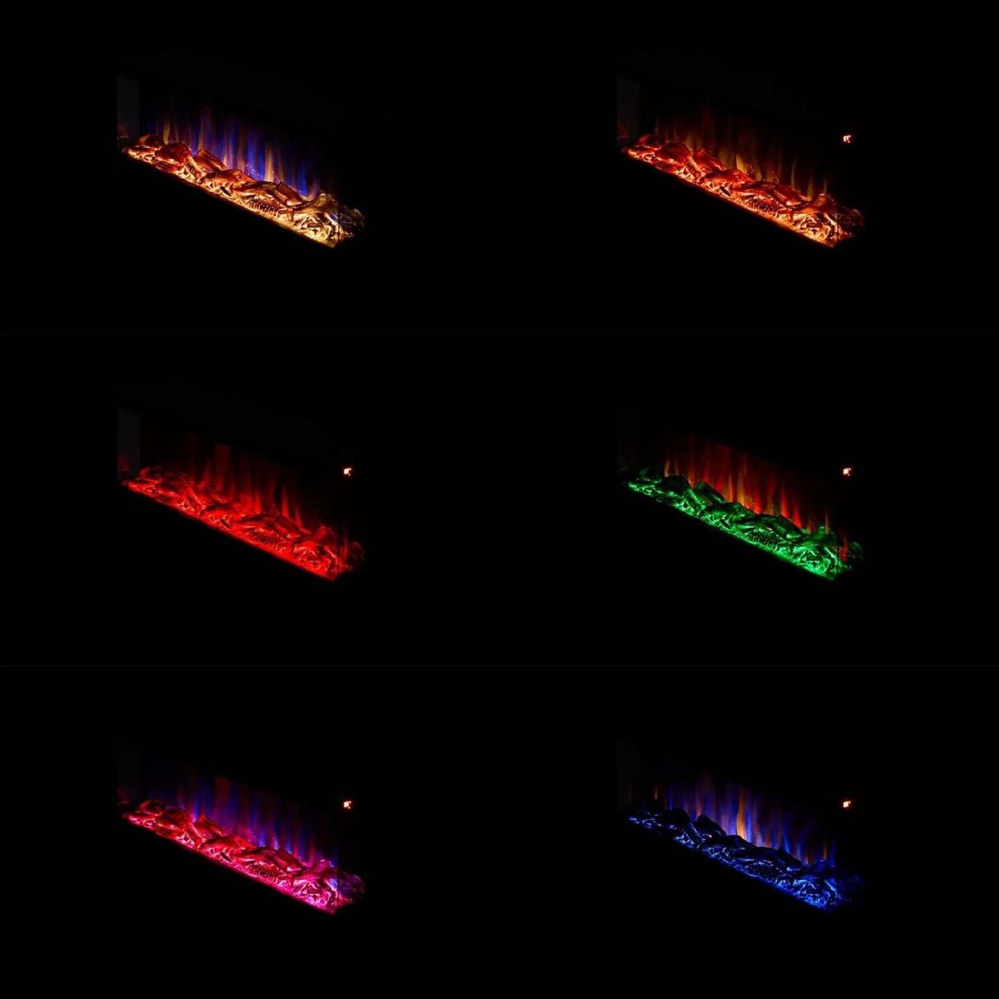 42/48/56/72inch 3 - Sided Black/White Electric Fireplace with Remote Control, WiFi Function, Adjustable LED Flames and Heating Modes - House Comfort