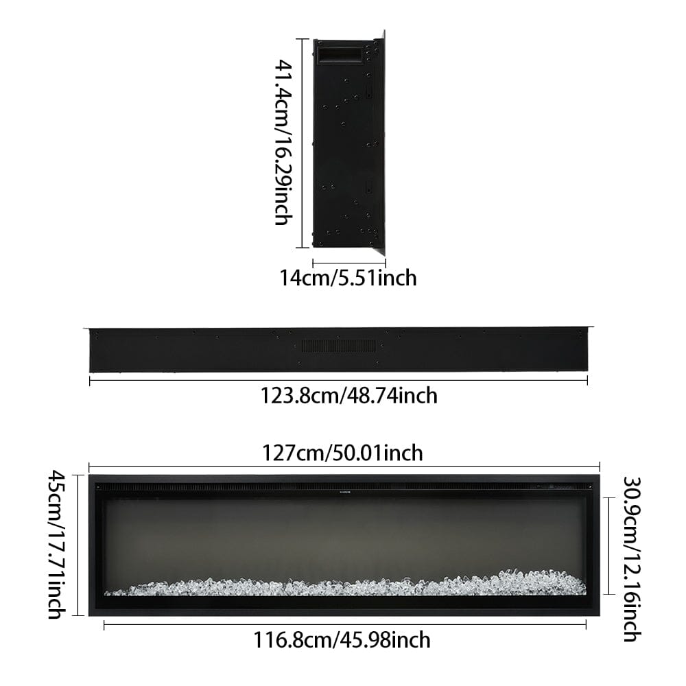 42/50/60/73 inch Electric Fire 12 Vibrant Flame Colours Electric Fireplace with Remote - House Comfort