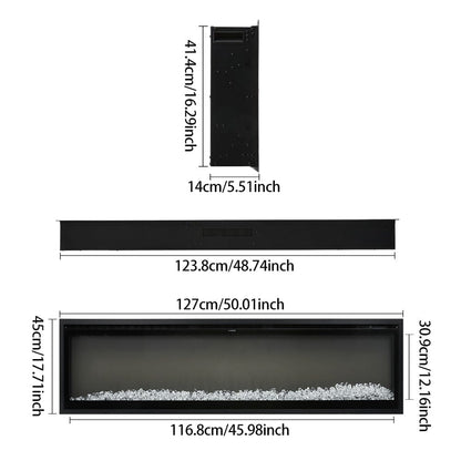 42/50/60/73 inch Electric Fire 12 Vibrant Flame Colours Electric Fireplace with Remote - House Comfort