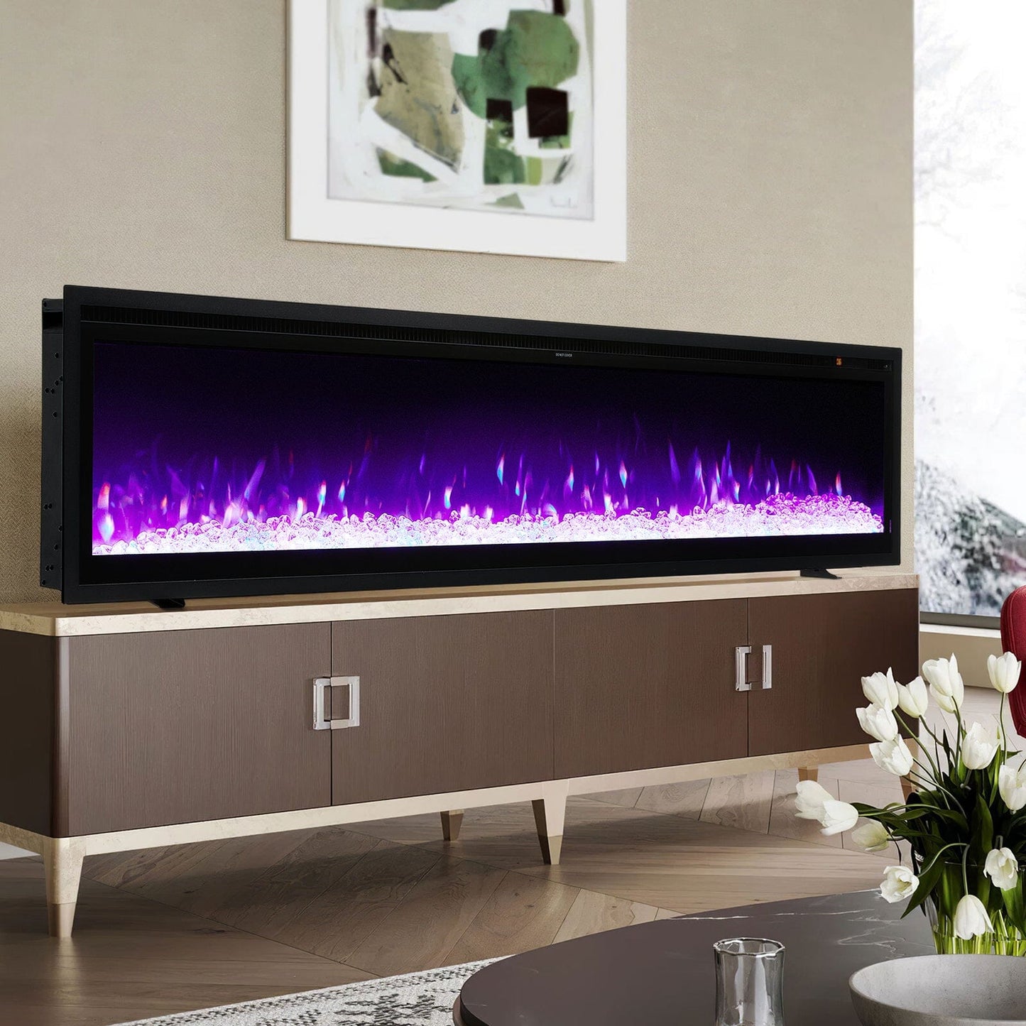 42/50/60/73 inch Electric Fire 12 Vibrant Flame Colours Electric Fireplace with Remote - House Comfort