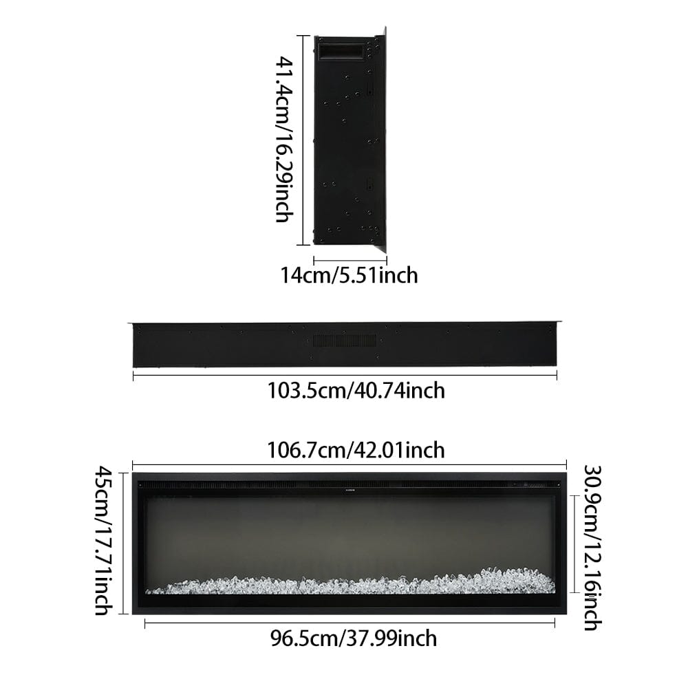 42/50/60/73 inch Electric Fire 12 Vibrant Flame Colours Electric Fireplace with Remote - House Comfort