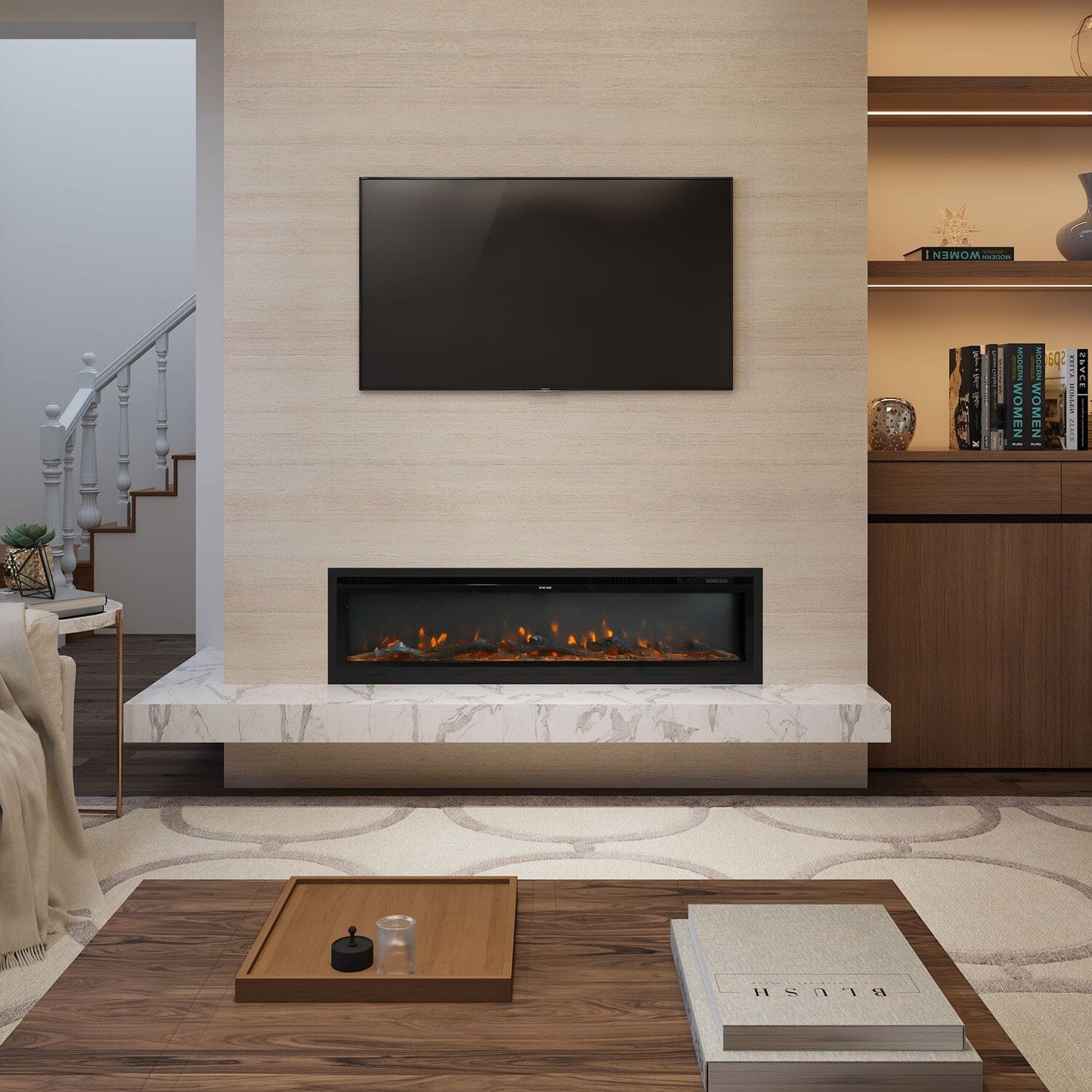 42/50/60/73 inch Electric Fire 12 Vibrant Flame Colours Electric Fireplace with Remote - House Comfort