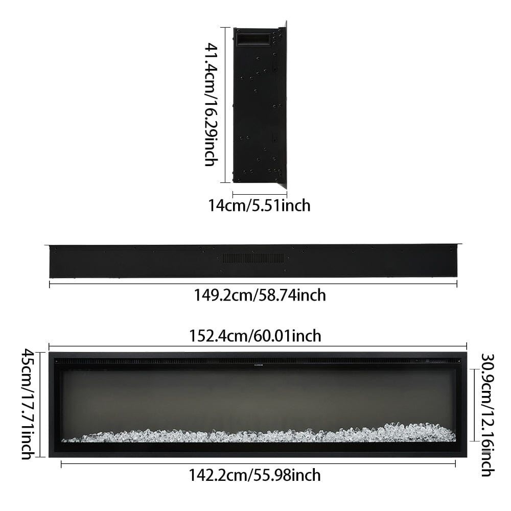 42/50/60/73 inch Electric Fire 12 Vibrant Flame Colours Electric Fireplace with Remote - House Comfort