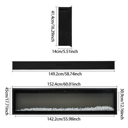42/50/60/73 inch Electric Fire 12 Vibrant Flame Colours Electric Fireplace with Remote - House Comfort