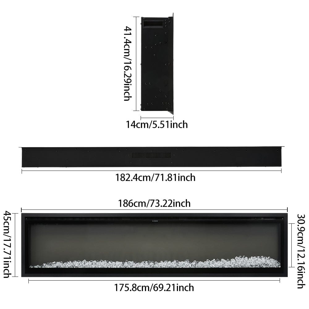42/50/60/73 inch Electric Fire 12 Vibrant Flame Colours Electric Fireplace with Remote - House Comfort