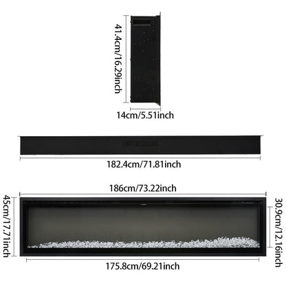 42/50/60/73 inch Electric Fire 12 Vibrant Flame Colours Electric Fireplace with Remote - House Comfort