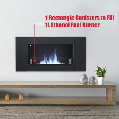 43 Inch Black Wall Mount Bio Ethanol Fireplaces Wall Fireplace Black Surface Clean Burning - House Comfort
