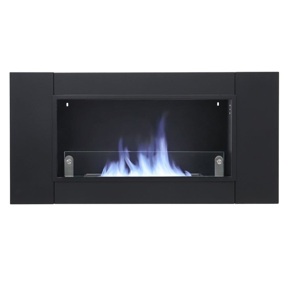 43 Inch Black Wall Mount Bio Ethanol Fireplaces Wall Fireplace Black Surface Clean Burning - House Comfort