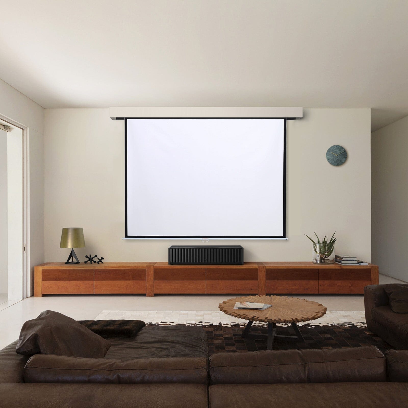 4:3 Manual Pull Down Projector Screen Home Theater Projection Movie Screen - House Comfort