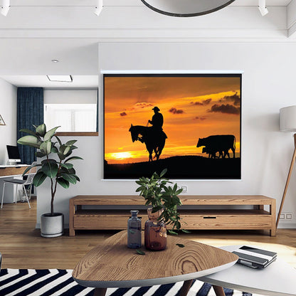 4:3 Manual Pull Down Projector Screen Home Theater Projection Movie Screen - House Comfort