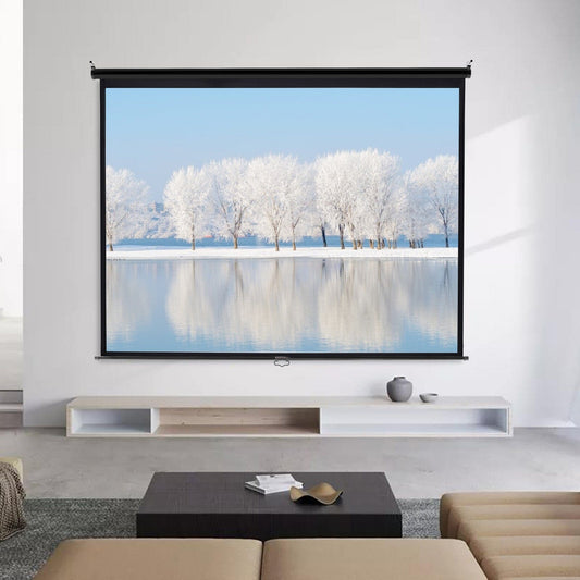 4:3 Projector Screen with Manual Pull Down for Home Theater - House Comfort
