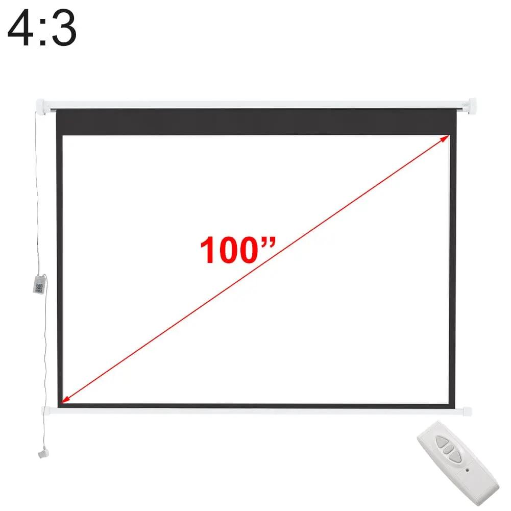4:3 Wall Mount Electric Projector Screen for Home Theater Movie and Office - House Comfort