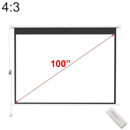 4:3 Wall Mount Electric Projector Screen for Home Theater Movie and Office - House Comfort