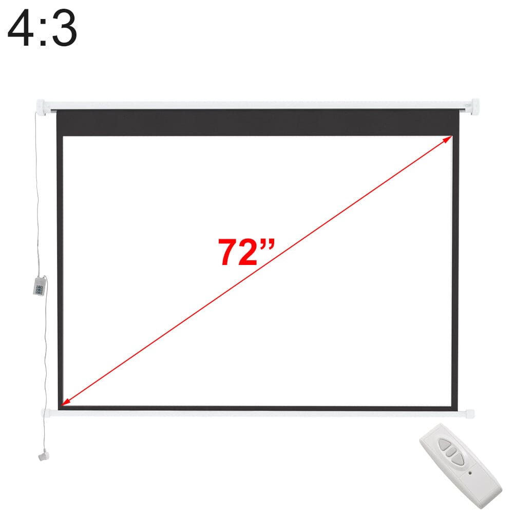 4:3 Wall Mount Electric Projector Screen for Home Theater Movie and Office - House Comfort