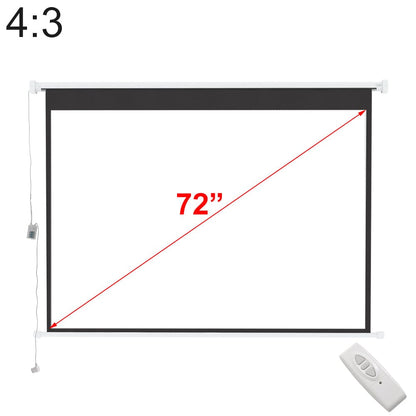 4:3 Wall Mount Electric Projector Screen for Home Theater Movie and Office - House Comfort