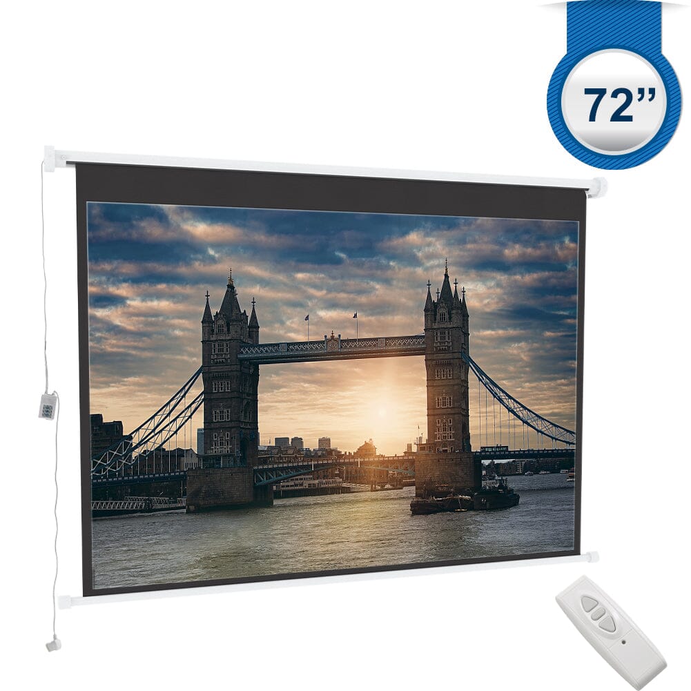 4:3 Wall Mount Electric Projector Screen for Home Theater Movie and Office - House Comfort