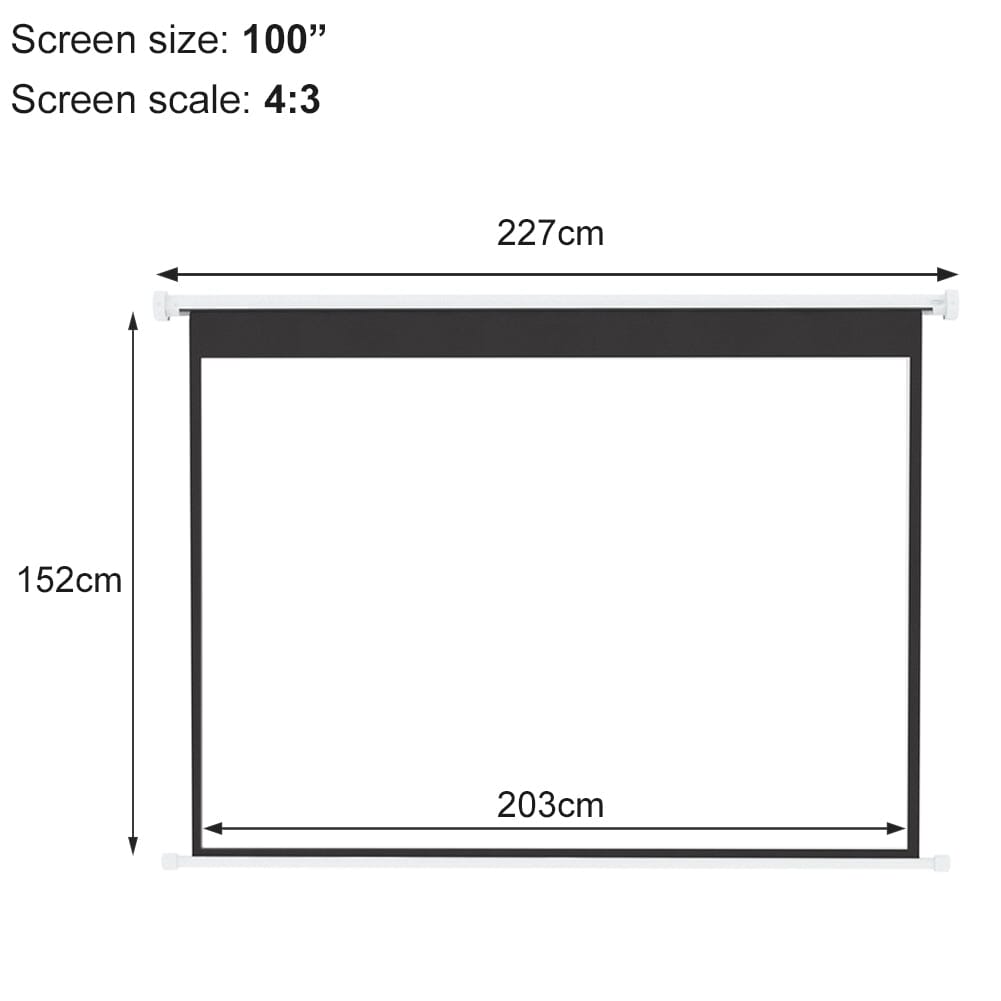 4:3 Wall Mount Electric Projector Screen for Home Theater Movie and Office - House Comfort